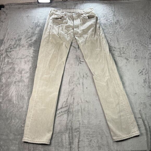 Vintage Levis Jeans Mens‎ 32x34 (Fits 30x32) Beige 501 Straight 90s Made in USA - Picture 1 of 16